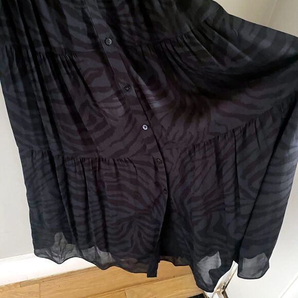 NWT ba&sh Robie Samie Subtle Zebra Print Midi Dress in Marine - Picture 8 of 11